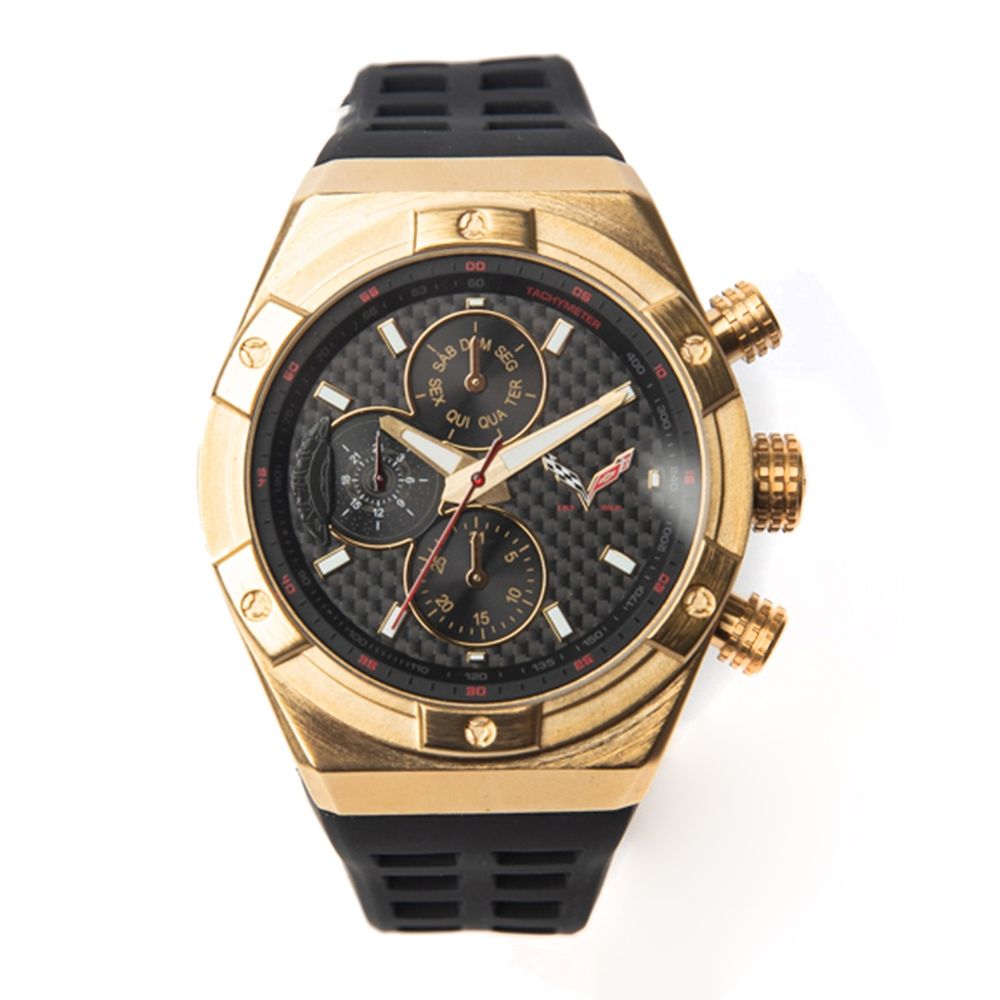 Relógio Analógico Masculino Camaro e Corvette Multifunção Disco de Freio Dourado - RE.ES.0256.2101 M
