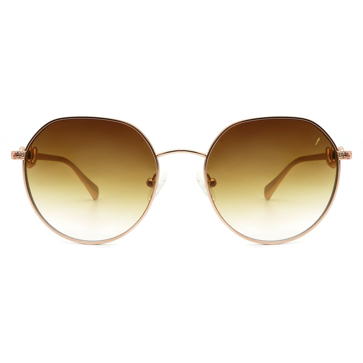 Óculos de Sol Feminino Risqué Redondo Degradê Marrom