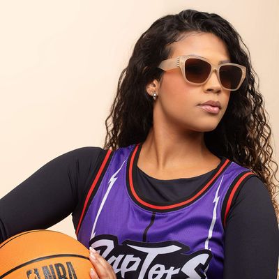 Óculos de Sol Feminino NBA Championship Ring Quadrado Polarizado Degradê Marrom
