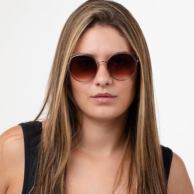 Óculos de Sol Feminino Marília Mendonça Redondo Degradê Dourado